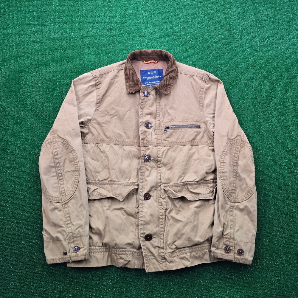 American Eagle Jacket Mens Medium Barn Coat Full Zip Utility Corduroy Collar Y2K